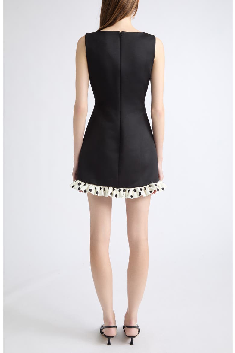 Pippin Polkadot Ruffle Minidress, Alternate, color, BLACK