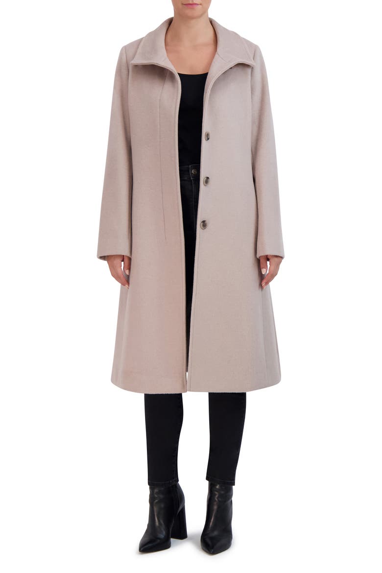 Longline Wool Blend Coat, Main, color, STONE