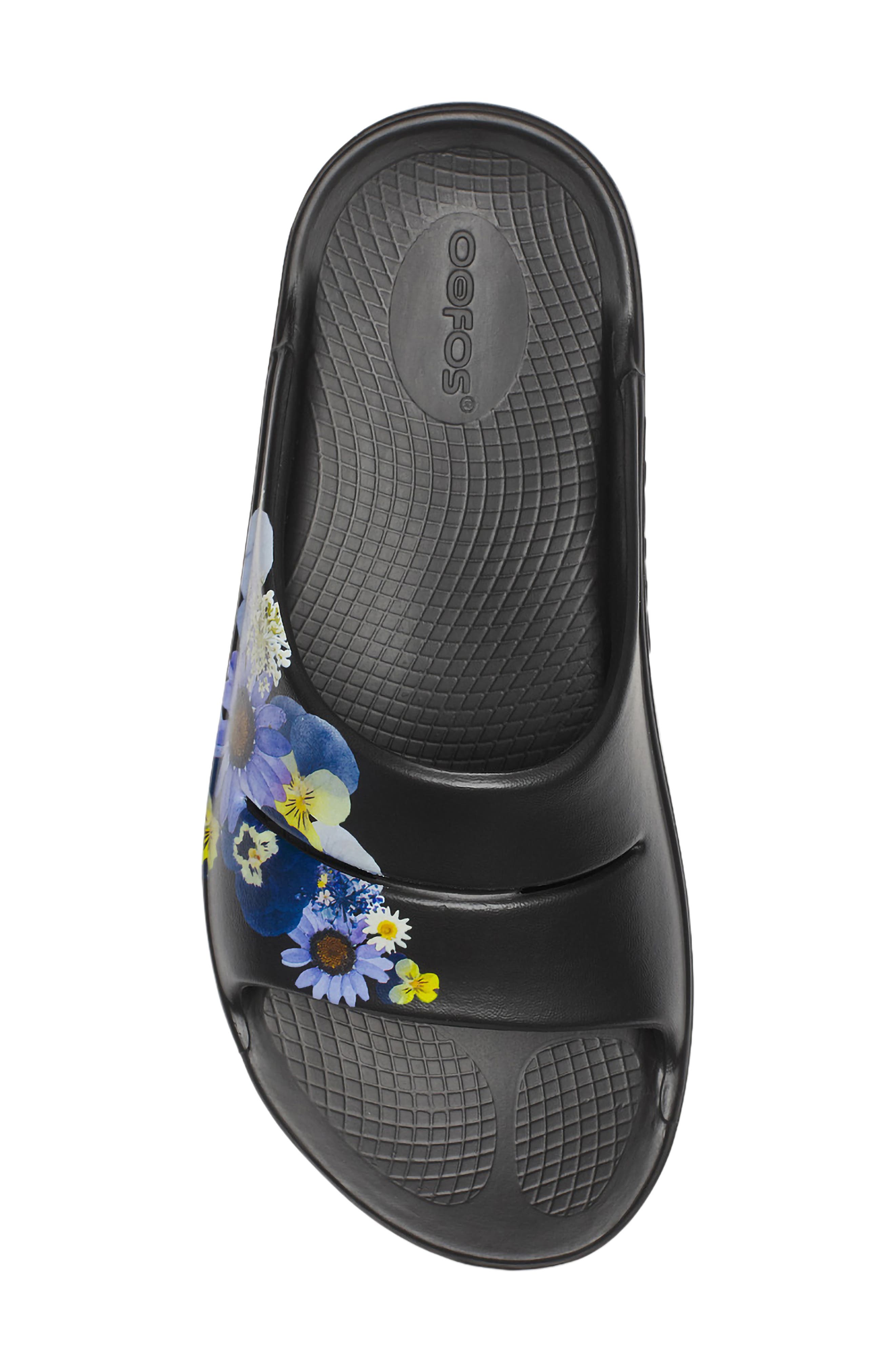 Oofos OOahh Limited Edition Slide, Alternate, color, Black Blossom