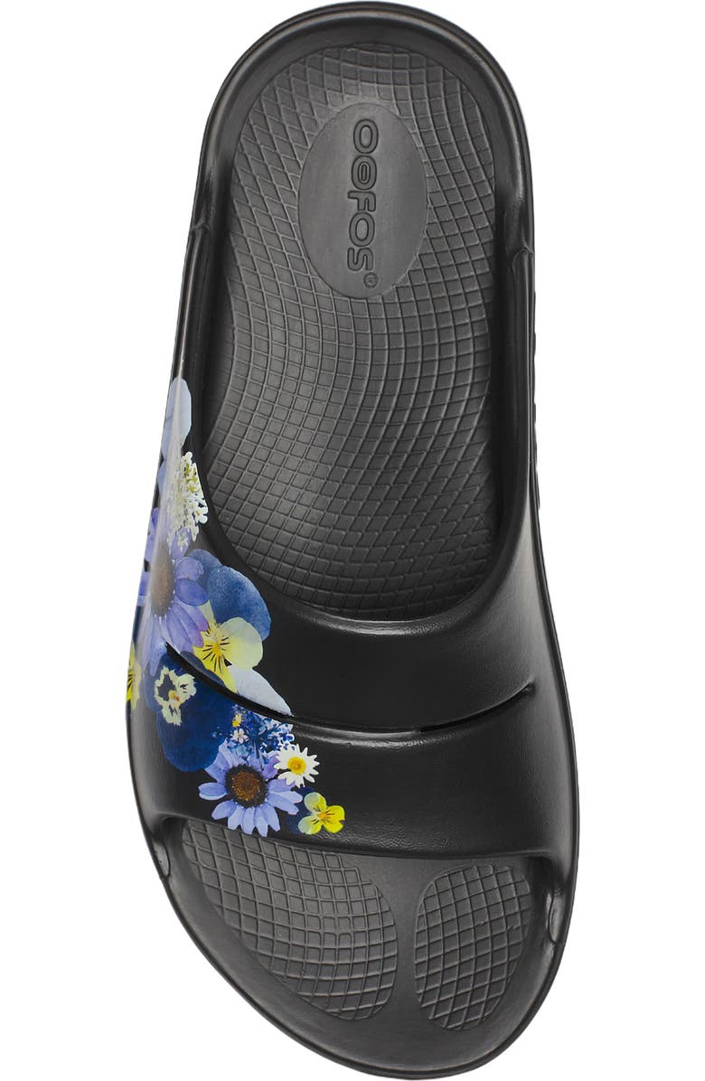 Oofos OOahh Limited Edition Slide, Alternate, color, Black Blossom