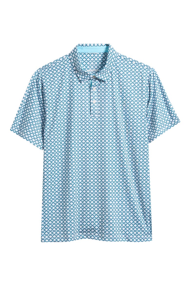 Tempo Quatrefoil Print Performance Golf Polo, Alternate, color, DEEP-LAKE