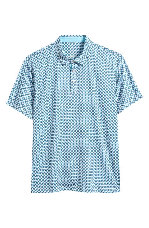 Tempo Quatrefoil Print Performance Golf Polo