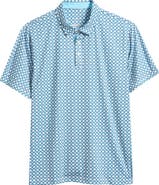 Swannies Tempo Quatrefoil Print Performance Golf Polo