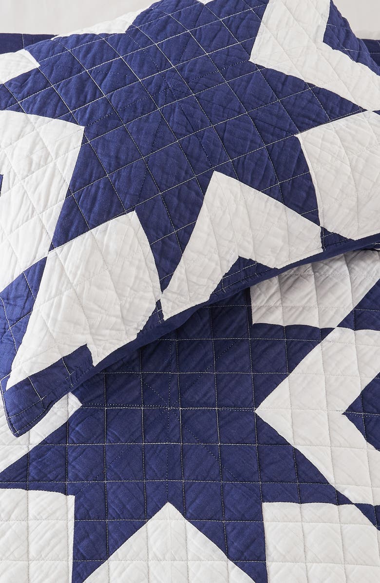 MELANGE HOME Star Patch Patchwork Quilt Set, Alternate, color, Blue