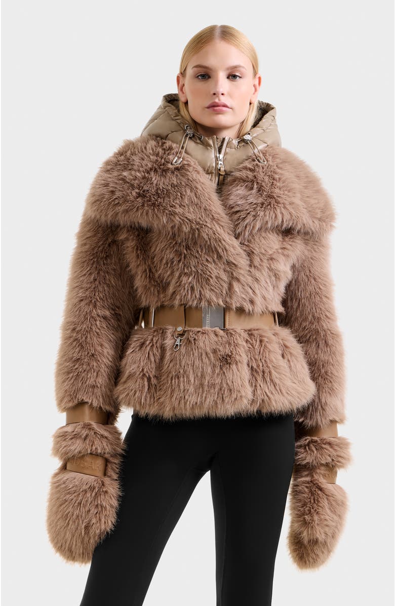 Rudsak Chloe Faux Fur Jacket with Puffer Hood, Alternate, color, 