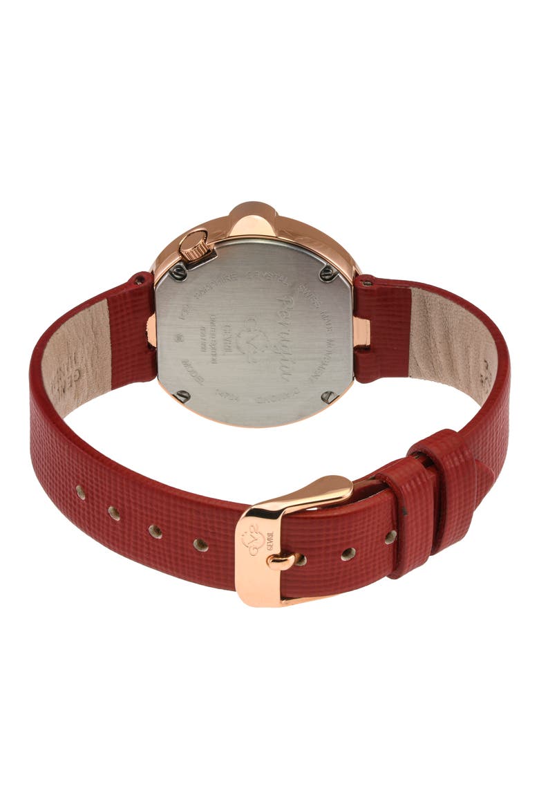 Perugia Diamond Leather Strap Watch, 33mm - 0.10 ctw, Alternate, color, RED