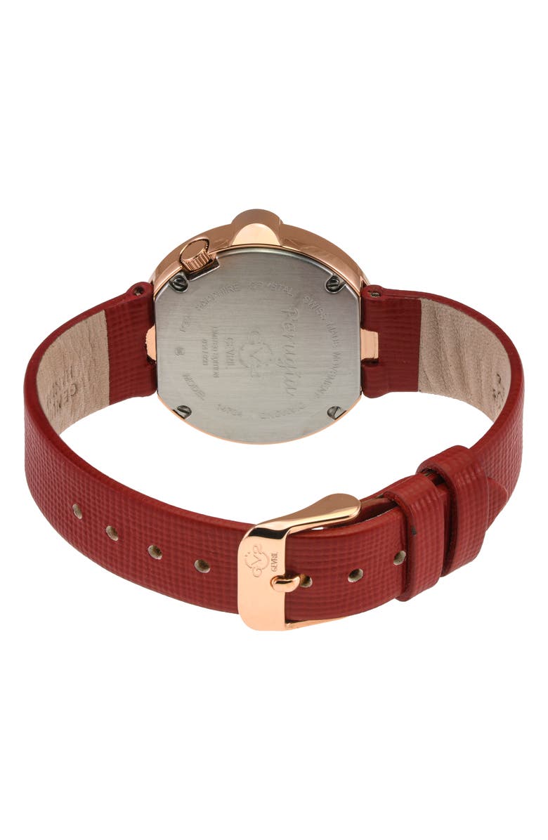GV2 Perugia Diamond Leather Strap Watch, 33mm - 0.10 ctw, Alternate, color, Red