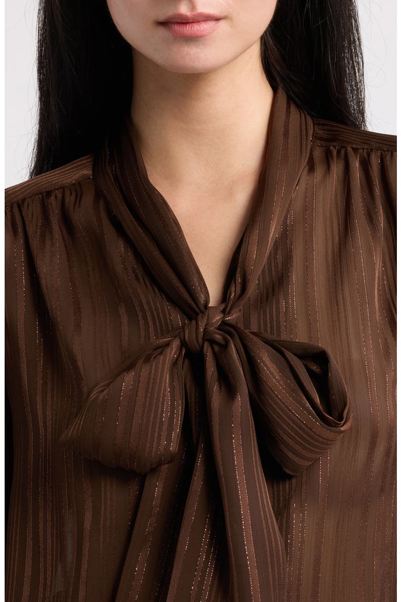 Metallic Stripe Chiffon Top, Alternate, color, ESPRESSO