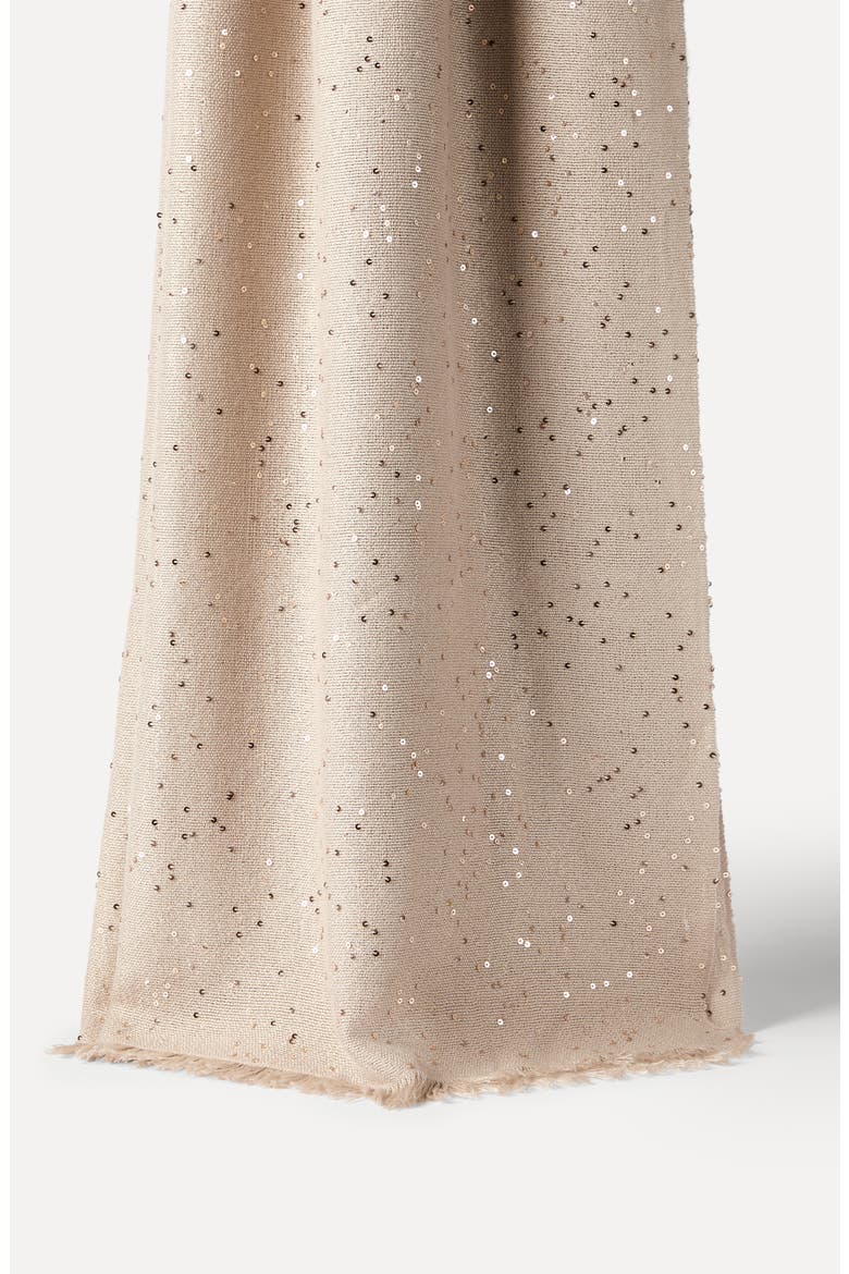 Cashmere and silk Diamond yarn scarf, Alternate, color, Beige