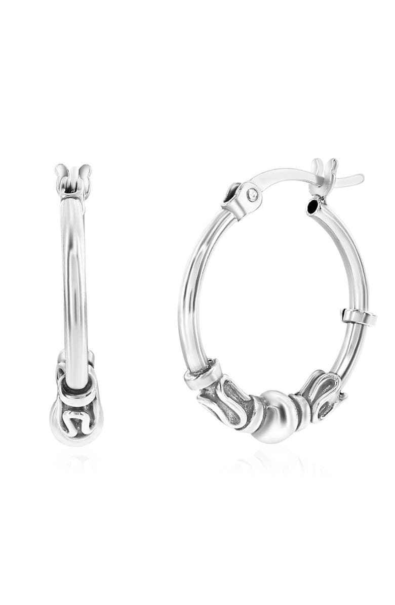 Donatello Gian Sterling Silver Fancy Hoop Earrings, Main, color, Silver
