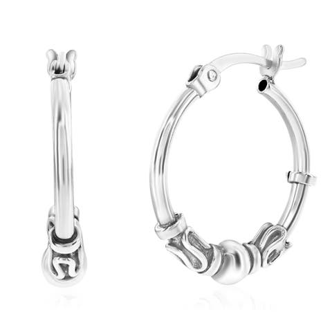Sterling Silver Fancy Hoop Earrings