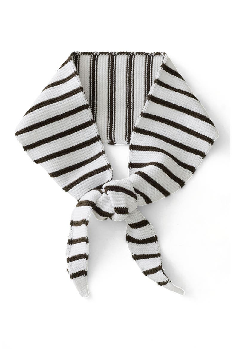 Cotton Knit Stripe Slim Neckerchief, Main, color, White/Coffee Bean