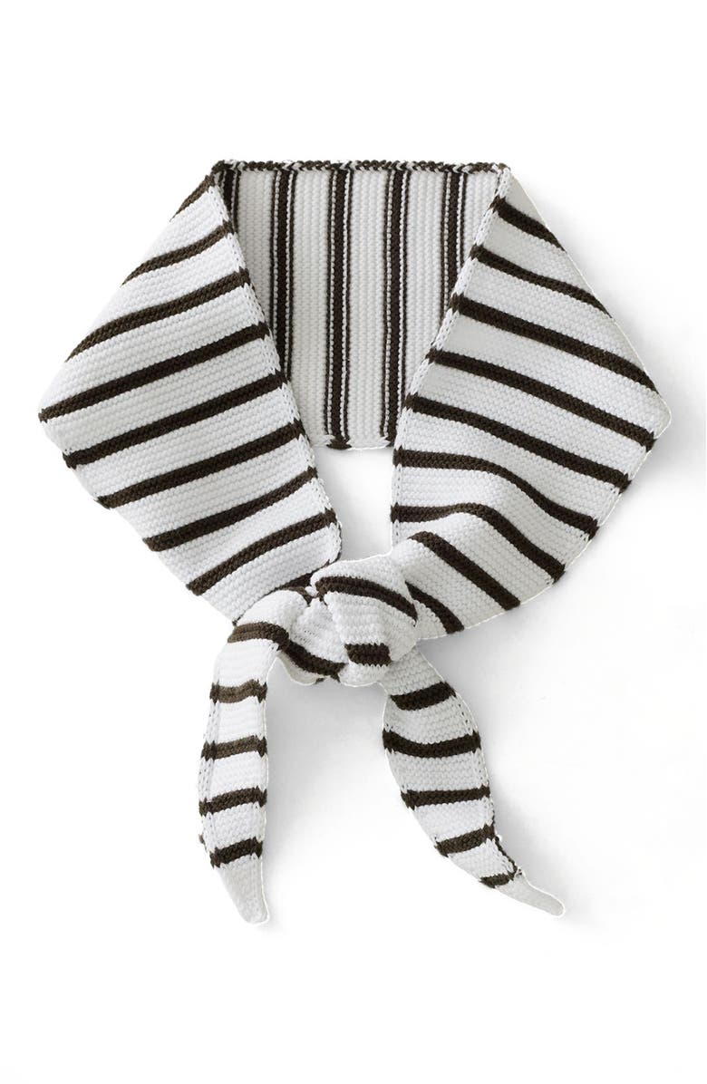 Haven Well Within Cotton Knit Stripe Slim Neckerchief, Main, color, White/Coffee Bean