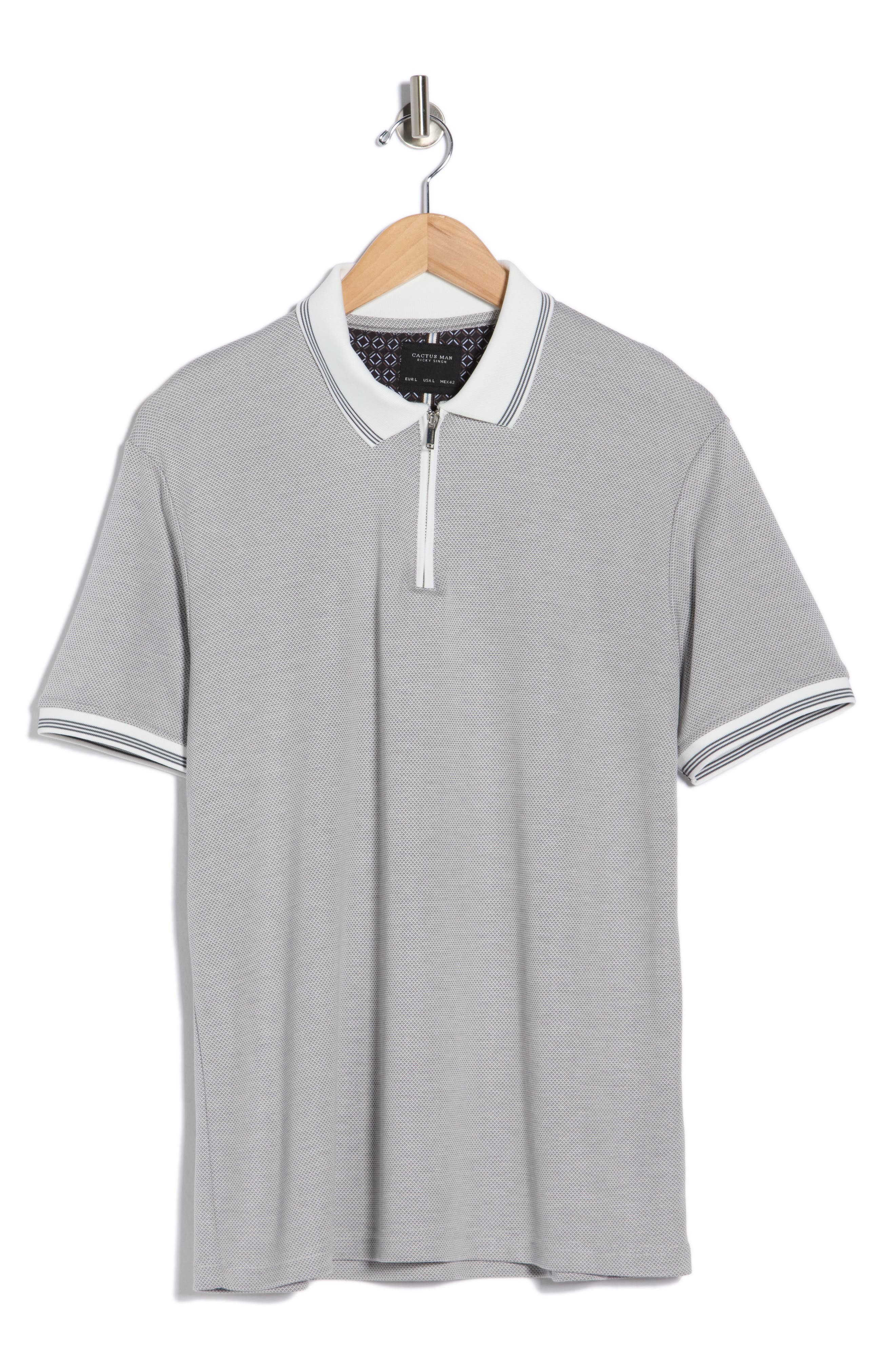 DENIM AND FLOWER Tipped Quarter Zip Knit Polo