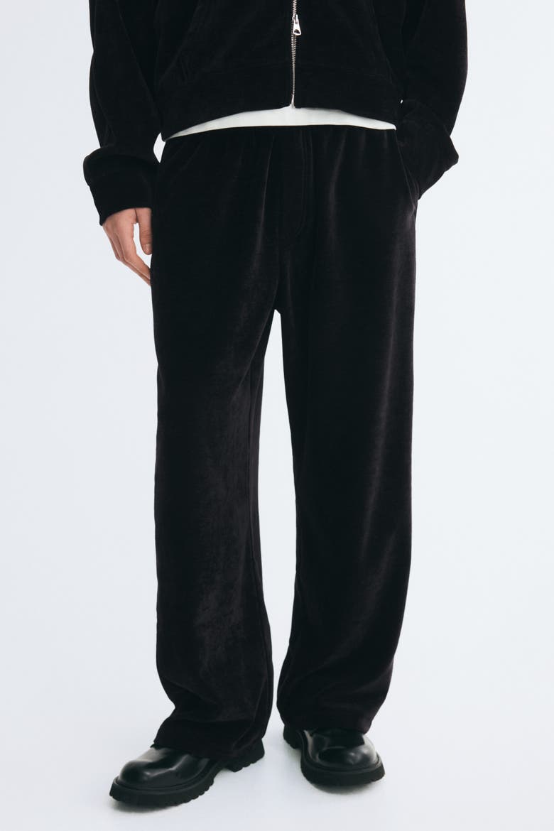 Relaxed-Fit Velour Sweatpants, Alternate, color, Black