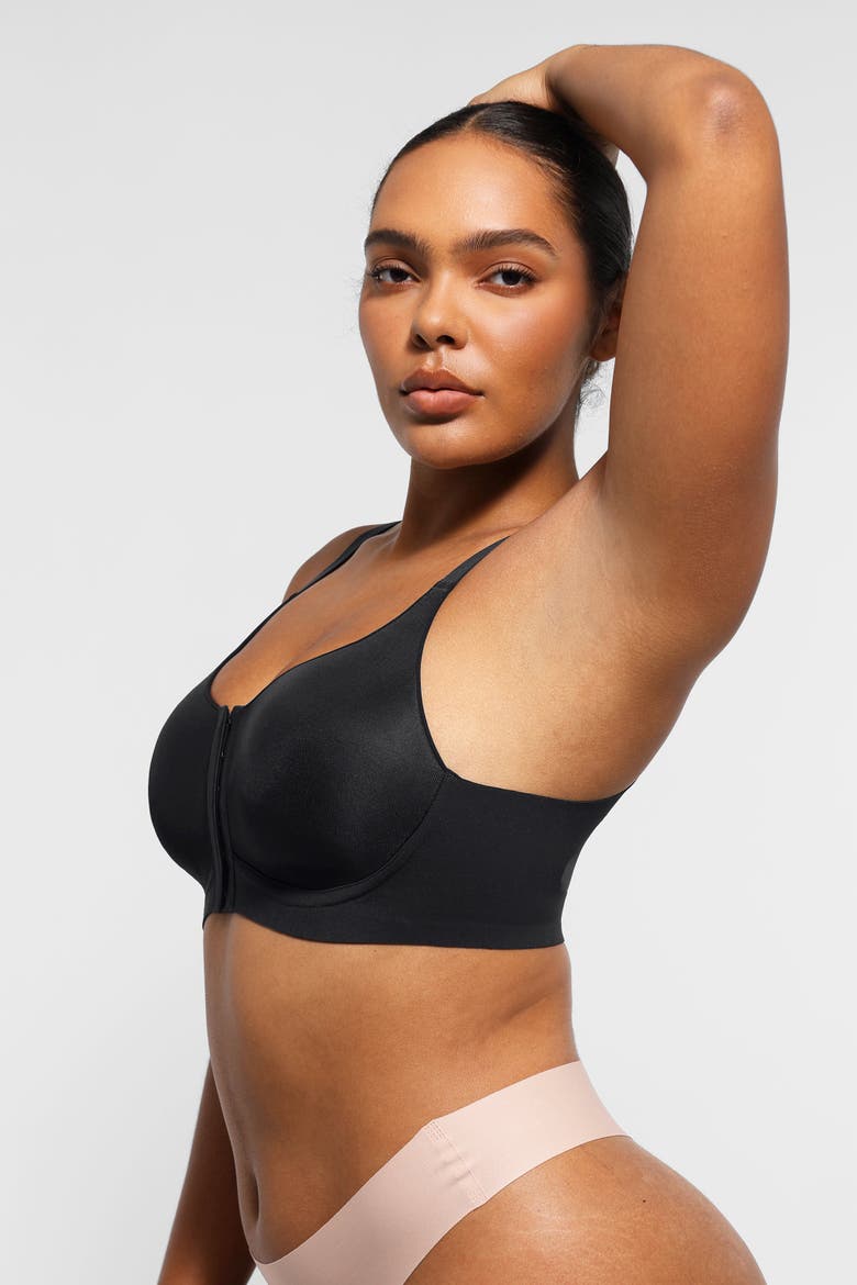 Wireless Front-Hook Back Smooth Bra, Alternate, color, Classic black