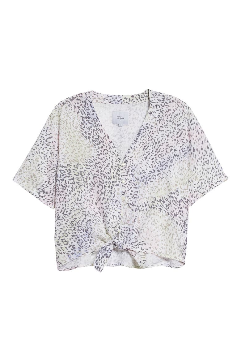 Thea Tie Front Top, Alternate, color, RAINBOW CHEETAH