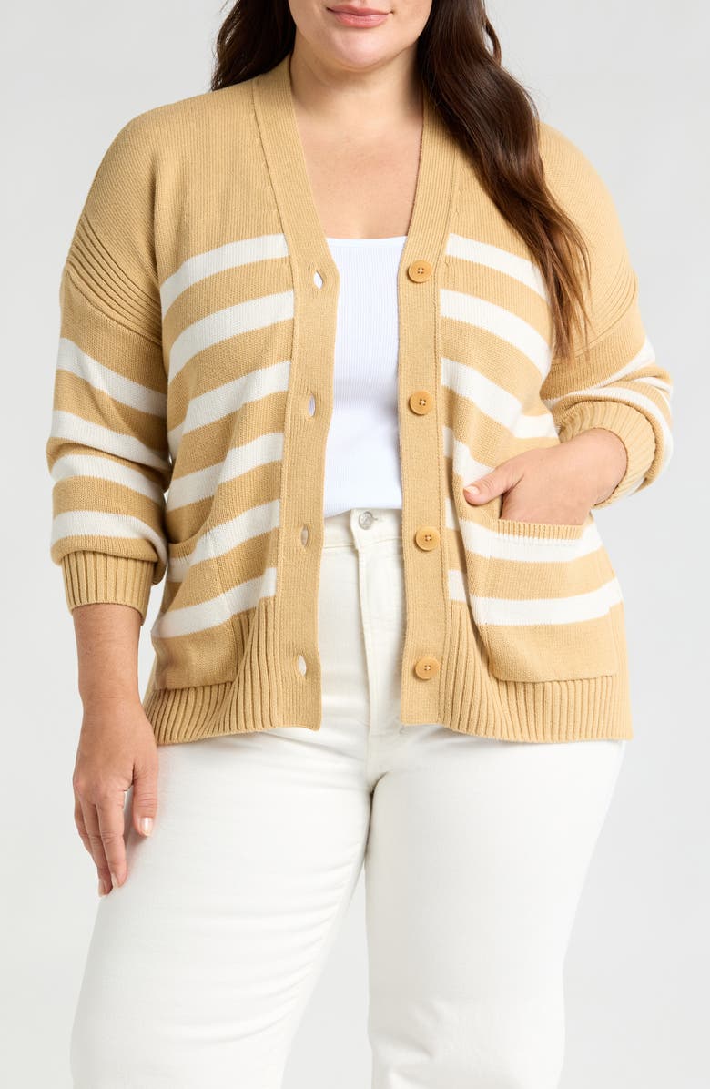 Madewell Stripe Cotton Blend Cardigan, Main, color,