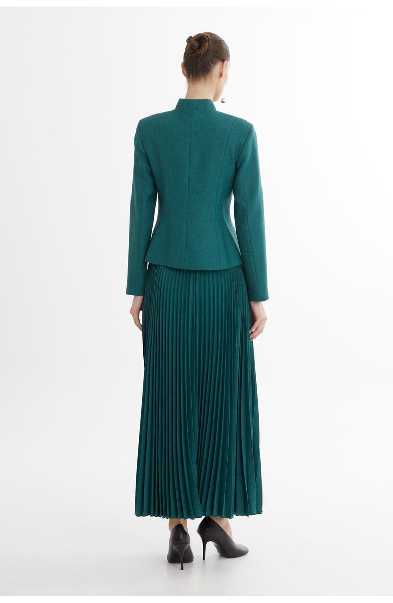 Gizia Double-Breasted Jacket and Pleated Skirt Set, Alternate, color, Green