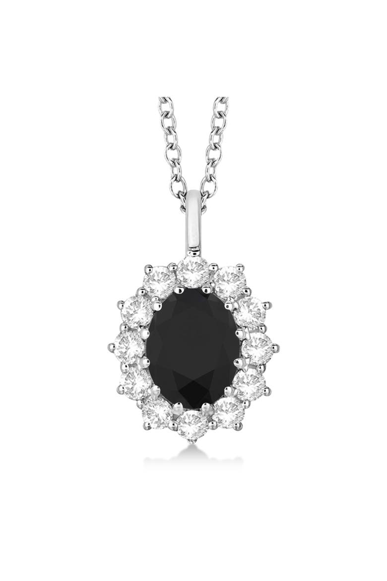 Oval Black & White Diamond Pendant Necklace 14k, Main, color, 2.80ct/White Gold