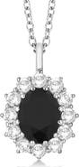 ALLUREZ Oval Black & White Diamond Pendant Necklace 14k