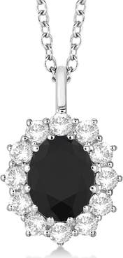 ALLUREZ Oval Black & White Diamond Pendant Necklace 14k