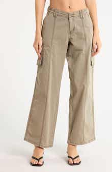 Low Rise Wide Leg Poplin Cargo Pants