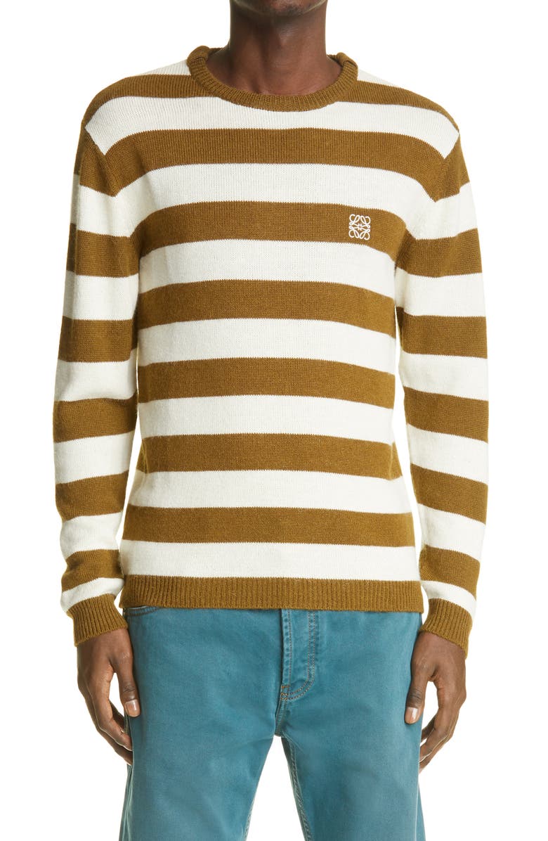 Loewe Stripe Anagram Logo Embroidered Sweater, Main, color, 