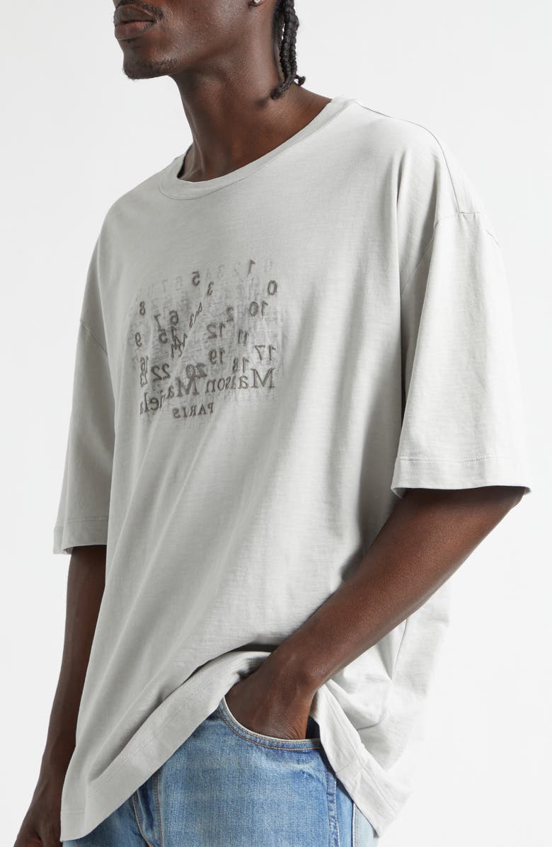 Maison Margiela Numerical Logo Embroidered Graphic T-Shirt, Alternate, color, Pearl Grey