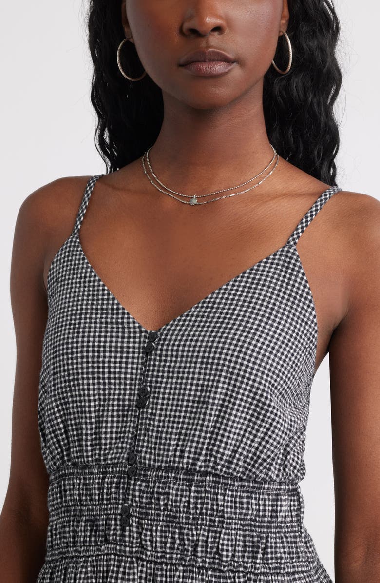 Treasure & Bond Strappy Smocked Gauze Midi Dress, Alternate, color, Black- Ivory Gingham