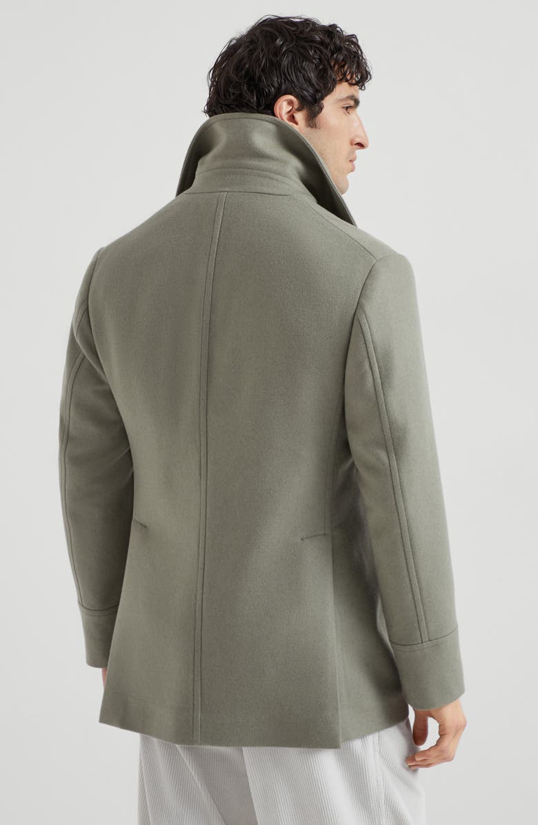 Brunello Cucinelli Wool flannel Caban jacket, Alternate, color, Khaki