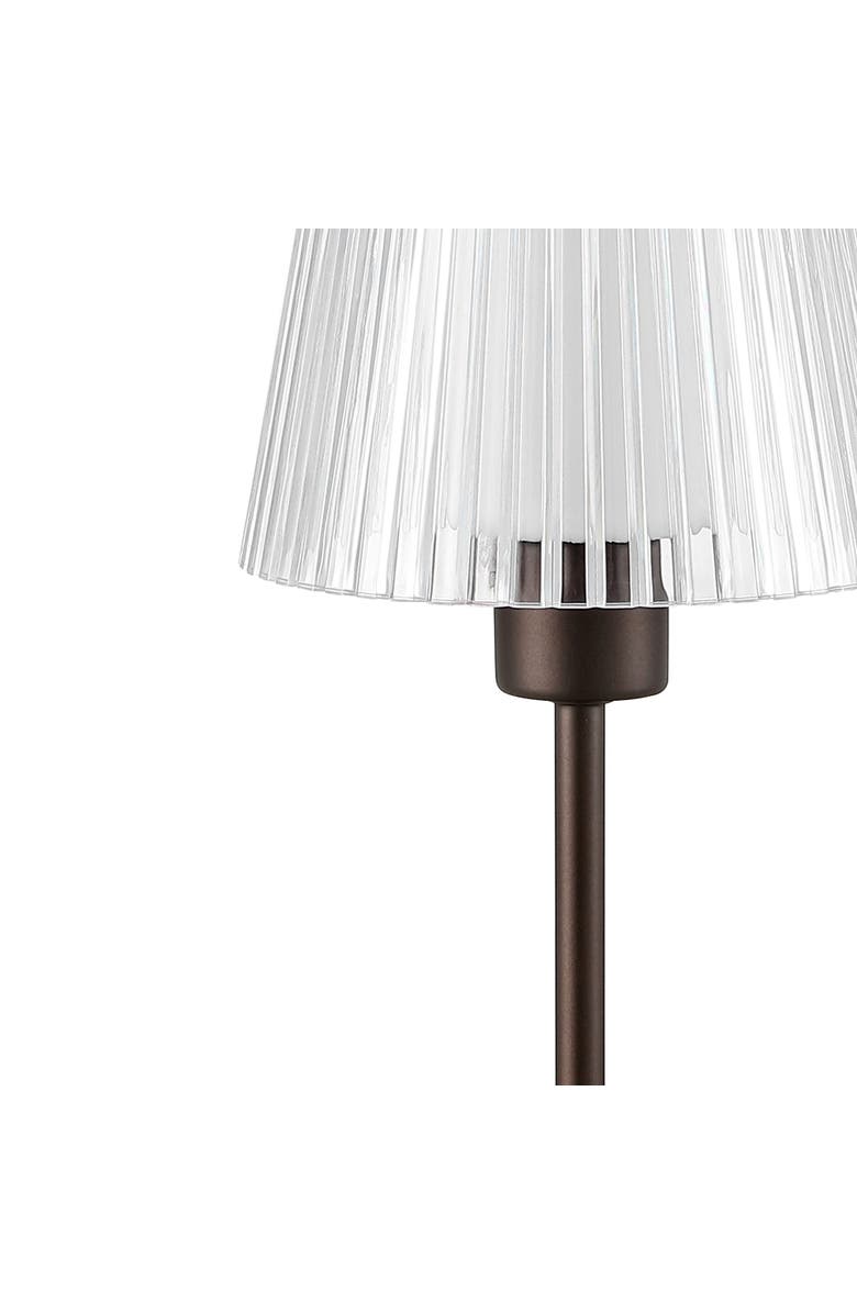 JONATHAN Y Oscar Modern Industrial Rechargeable/Cordless Iron/Acrylic Integrated Portable LED Table Lamp with Ribbed Shade, Alternate, color, Oil Rubbed Bronze