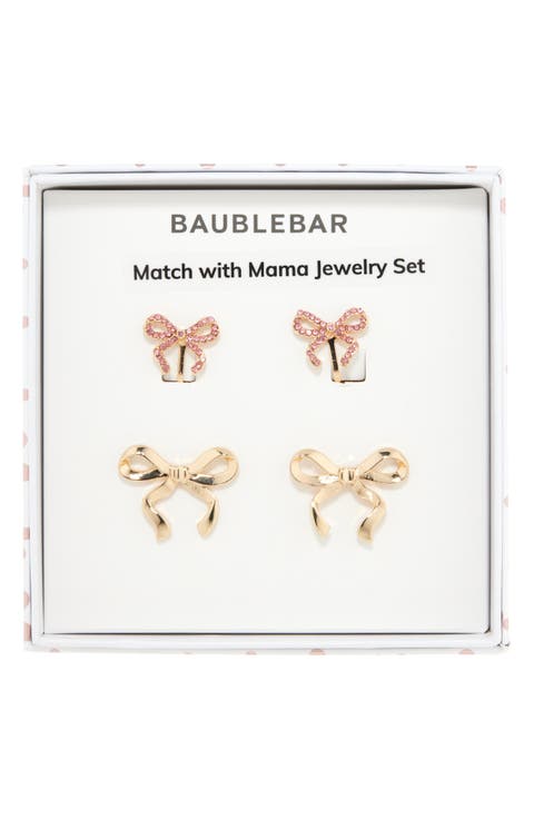 Match with Mama Set of 2 Bow Clip-On & Stud Earrings