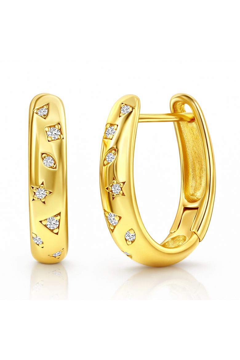 Crystal Huggie Earrings, Main, color, Gold