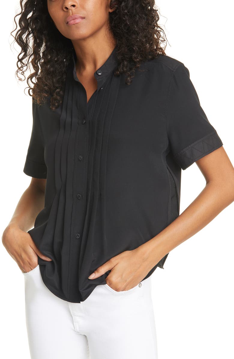 rag & bone Sarah Pleated Silk Blouse, Main, color, 