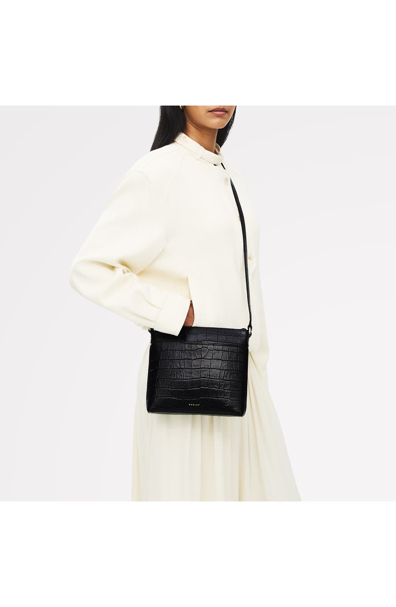 Radley Pockets - Faux Croc Small Ziptop Crossbody Bag, Alternate, color,