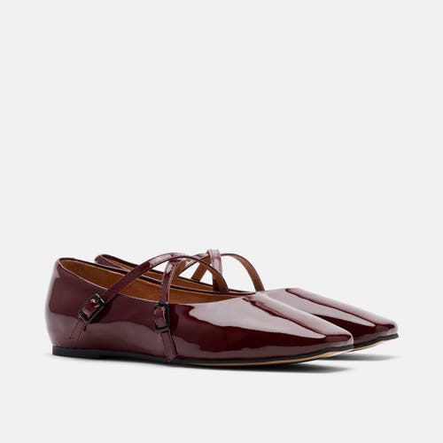 Marc Nolan Billie Patent Leather Mary Jane Flats In Burgundy