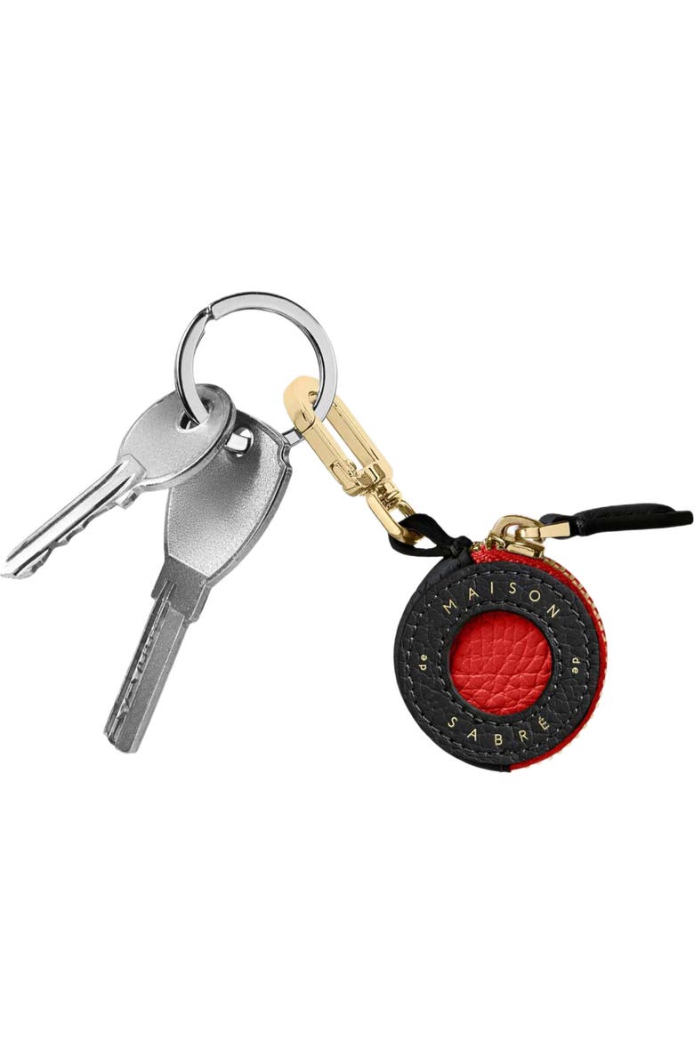 MAISON de SABRÉ Leather AirTag Charm, Alternate, color, Pomegranate Caviar