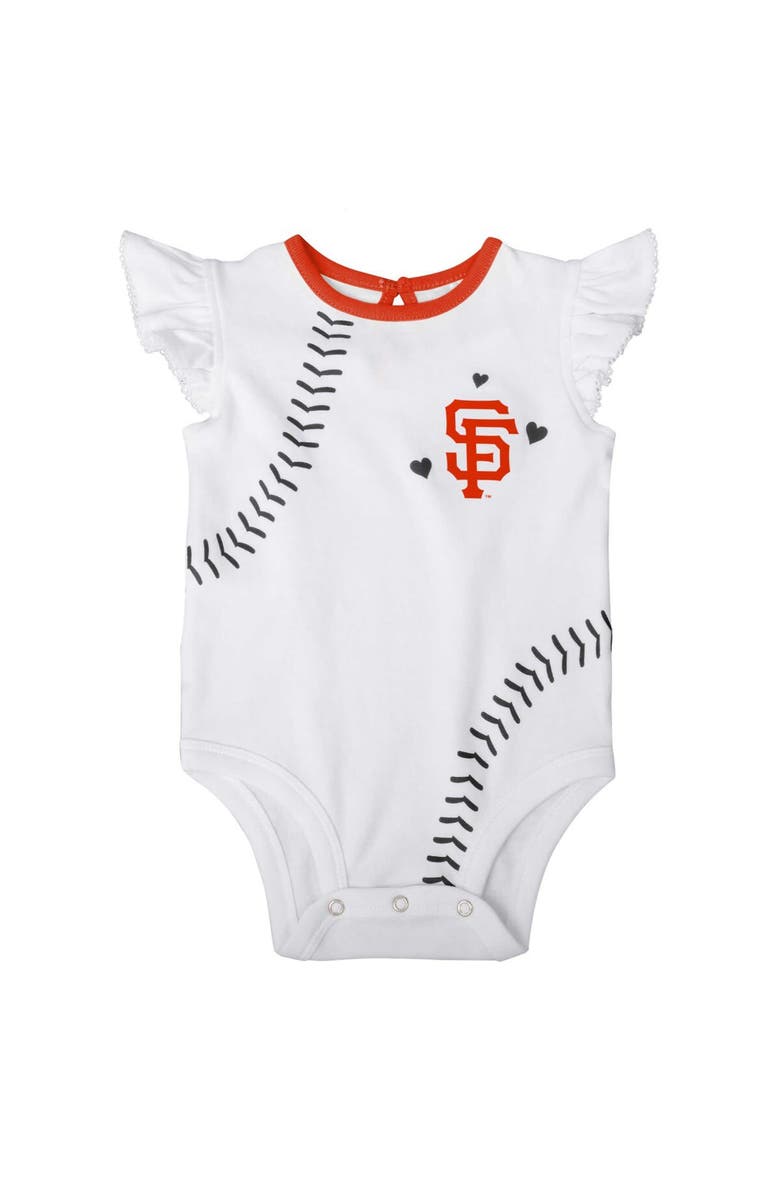 Outerstuff Newborn & Infant White San Francisco Giants Sweet Spot Bodysuit Skirt & Booties Set, Alternate, color,