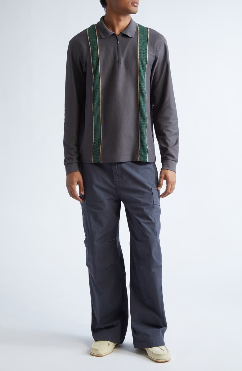 PALMES Long Sleeve Paneled Polo, Alternate, color, Charcoal