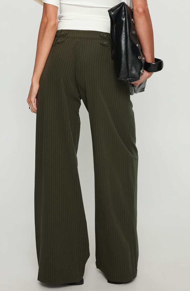 Princess Polly Jette Pinstripe Pants, Alternate, color, Green Pinstripe