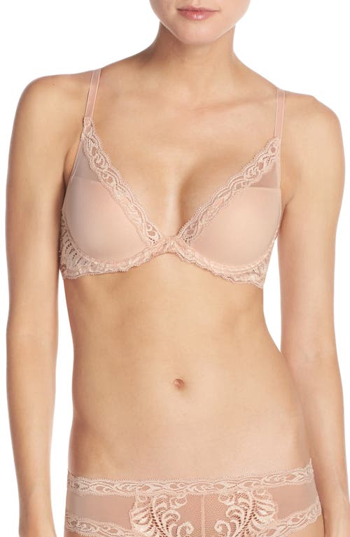 Natori Feathers Plunge T-Shirt Basics Bra in Cameo Rose at Nordstrom, Size 36G