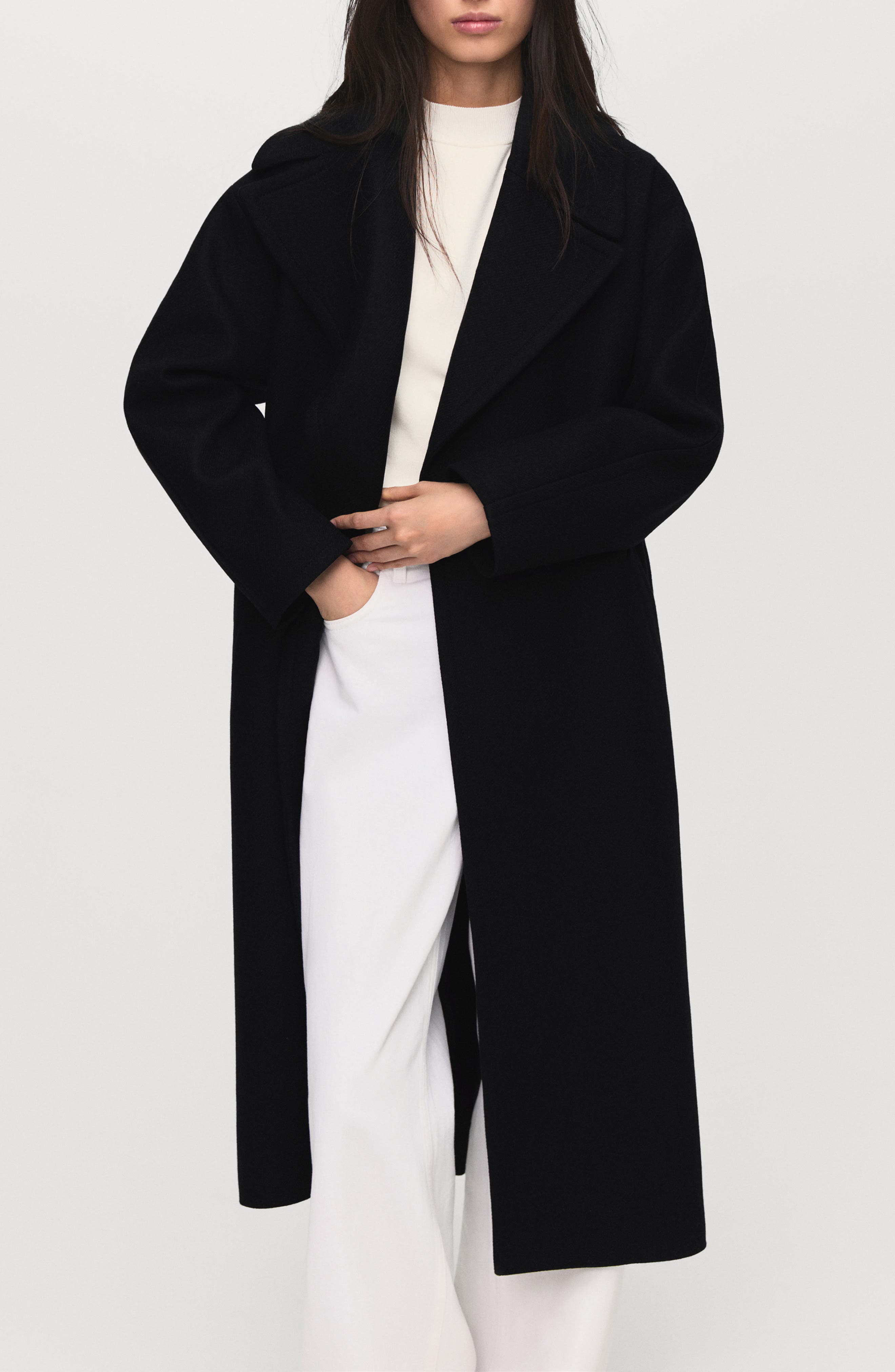 Belted Wool Blend Coat