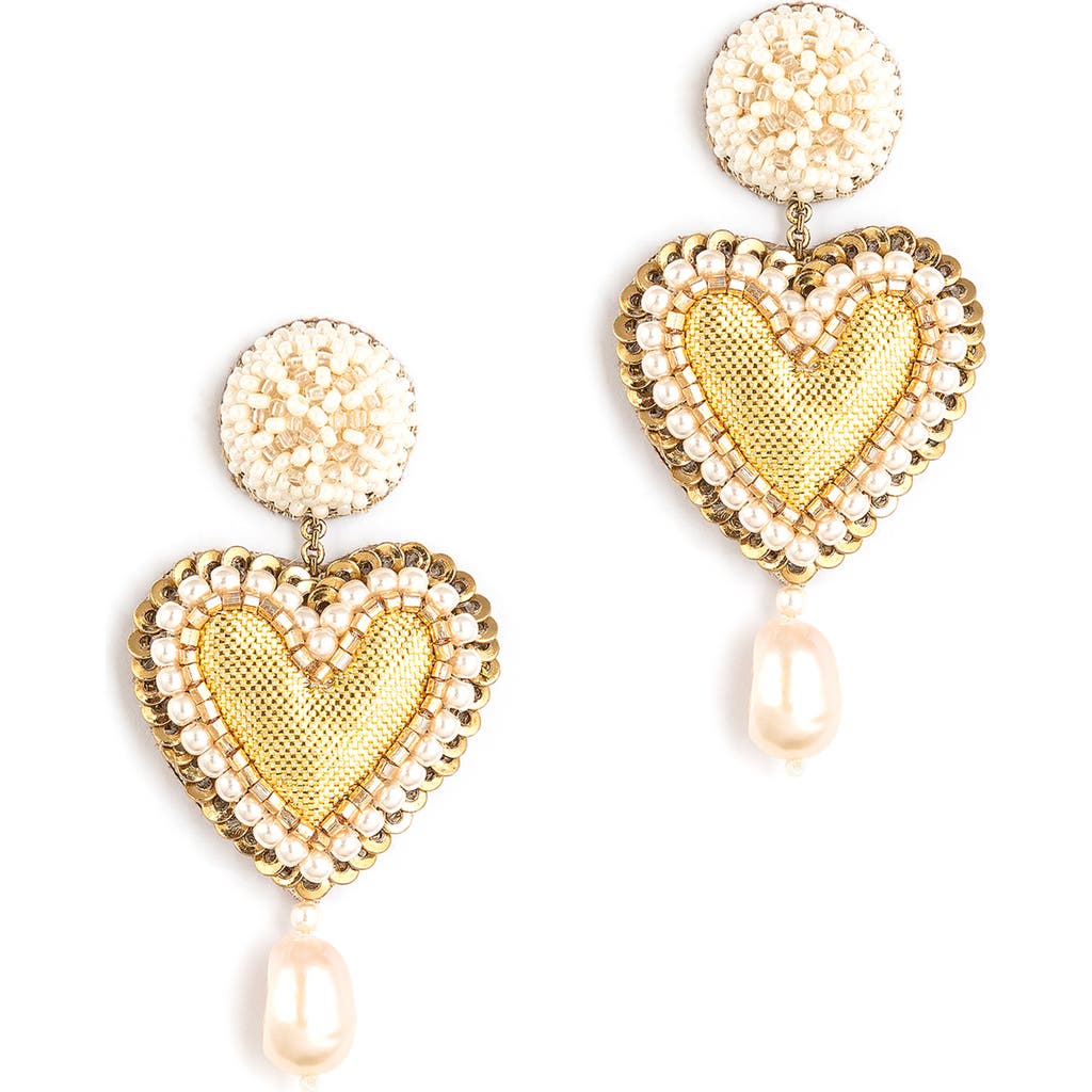 Deepa Gurnani Darling Beaded Drop Earrings In Gold