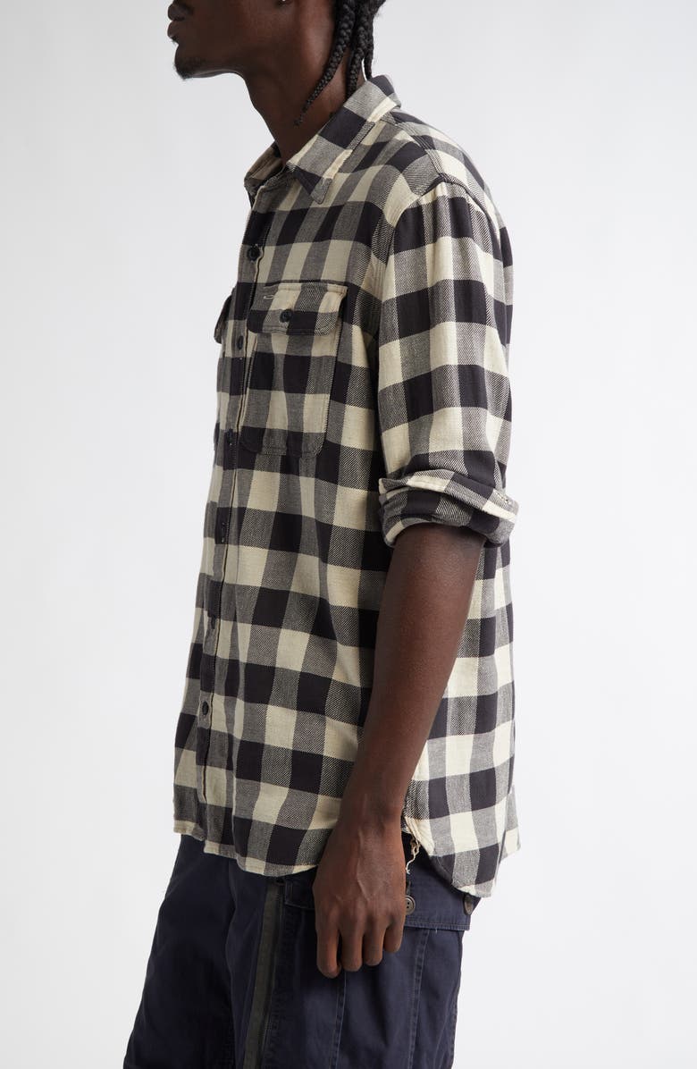 Double RL Check Cotton & Linen Flannel Button-Up Shirt, Alternate, color,