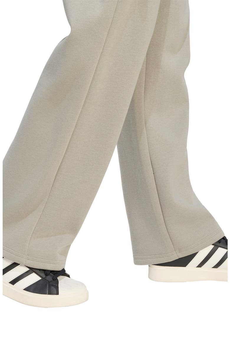 Wide Leg Fleece Joggers, Alternate, color, SILVER PEBBLE/ WHITE