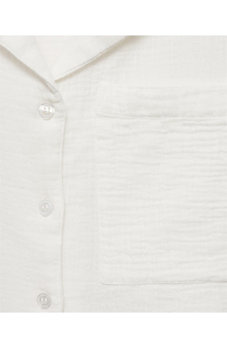 MANGO Boxy Elbow Sleeve Cotton Gauze Camp Shirt, Alternate, color, 