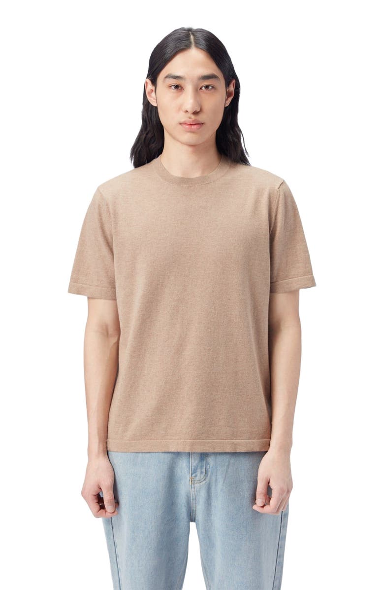 GOBI Mongolian Cashmere Men's Cotton Silk Cashmere Blend T-shirt, Alternate, color, Timber Wolf