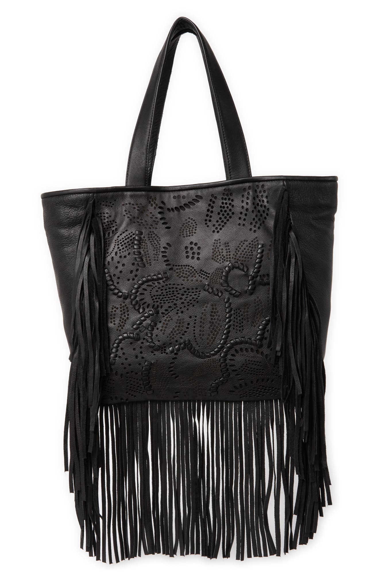 Frye Vivian Leather Fringe Tote Bag, Main, color, 