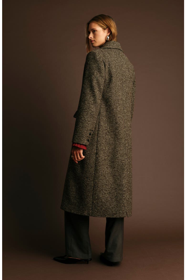 Cameron Herringbone Coat, Alternate, color, CHOCOLATE